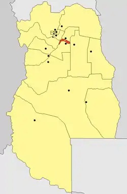 location of Junín Department in Mendoza Province