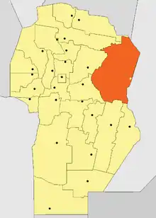 Location of San Justo Department in Córdoba Province