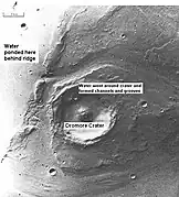 Large floods of water likely eroded the channels around the crater. (Lunae Palus quadrangle)