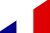 Diagonally split flag of Democratic Republic of Congo and France