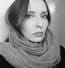 Black and White photo of artist Diana Shpungin