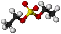 Space filling molecular structure of diethyl sulfate.