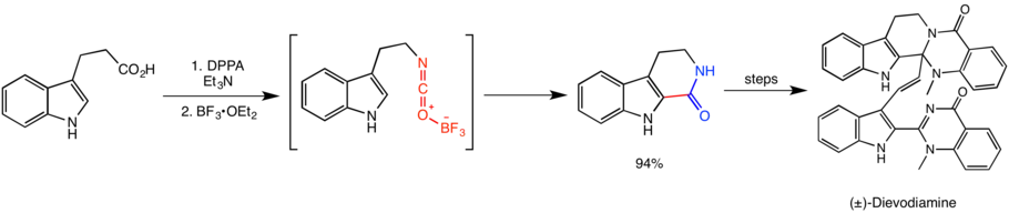 The Curtius rearrangement in the total synthesis of Dievodiamine