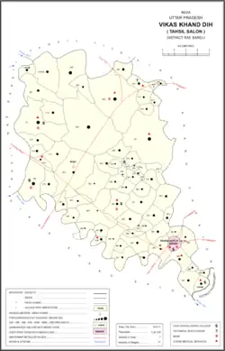 Map showing Dilawalpur (#355) in Dih CD block