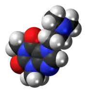 Space-filling model of the dimethazan molecule