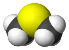 Spacefill model of dimethyl sulfide