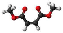 Ball-and-stick model of the dimethyl maleate molecule