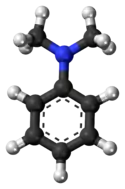 Ball-and-stick model of the dimethylaniline molecule