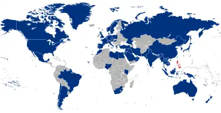 Color-coded world map