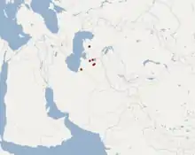 Map of middle east showing the geographical distribution of Plecotus turkmenicus