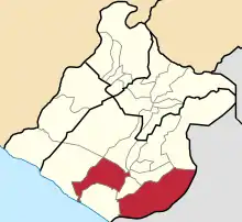 Location of the Tacna District in the Tacna province