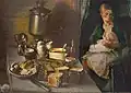 Samovar on table. Art by Russian painter Sergei Smirnov, made in 1981