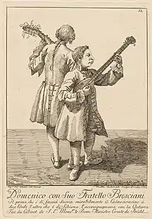 Domenico Colla and his brother, who toured Europe in the 1760s, playing both colascione and colascioncino.