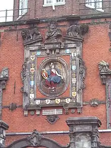 Maiden of Dordrecht depicted in the Groothoofdspoort in Dordrecht in 1618.