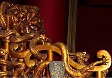 Image 66Detail of the Dragon Throne used by the Qianlong Emperor of China, Forbidden City, Qing dynasty. Artifact circulating in U.S. museums on loan from Beijing (from Culture of Asia)