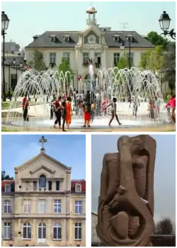 From upper left: City Hall, Castle of Ladoucette, National Memorial of Deportation