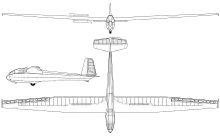 3-view line drawing of the Wassmer WA-20