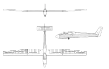 3-view line drawing of the Wassmer WA-30