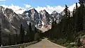 Road to Moraine Lake, yellow centerline aimed at Tonsa