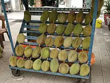 Image 34Durians in rack sold in Kuala Lumpur (from Malaysian cuisine)