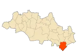 Location of the municipality in the wilaya of Oum El Bouaghi.