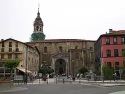 Azkoitia's central square, with Paroquia Santa Maria La Real