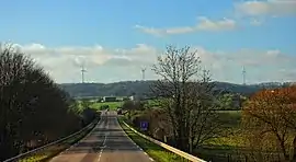 The landscape of Avesnes-en-Bray and the windfarm