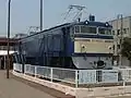 Preserved EF60 123 in front of Ashikaga Station in June 2013