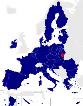 Map of the European Parliament constituencies with Subcarpathian highlighted in red