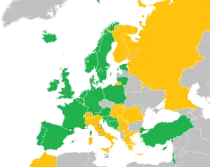 A coloured map of the countries of Europe