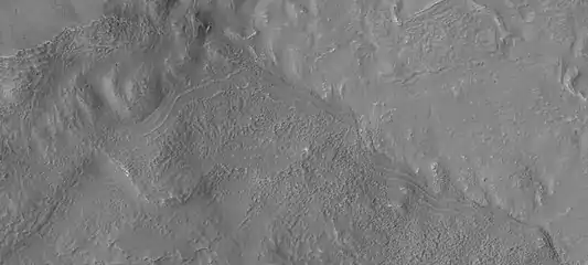 Enlargement of previous image of mantle layers.  Four to five layers are visible.  Location is the Phaethontis quadrangle.