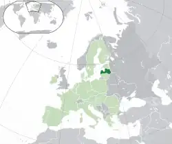 Map showing Latvia in Europe