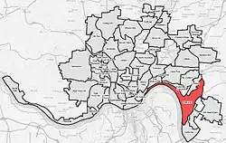 East End (red) within Cincinnati, Ohio