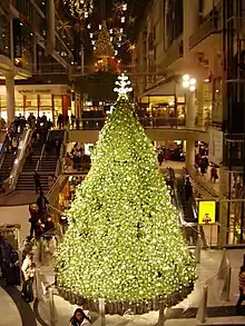 A Christmas tree at the Eaton Centre in Toronto. Christmas is traditionally celebrated on December 25 every year.