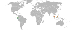 Map indicating locations of Ecuador and Malaysia