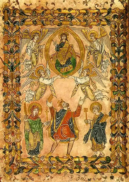 King Edgar with the Virgin Mary and St Peter