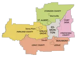 Member municipalities of the Edmonton Metropolitan Region Board