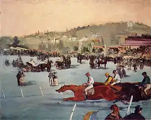 A horse race in the Bois de Boulogne (1872), by Édouard Manet