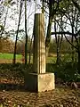 The ornamental pillar memorial to Hugh Montgomerie at the Visitor Centre, previously at Lady Jane's cottage woodland.