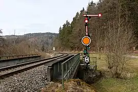 Semaphore entry signal at Fridingen station (2018)