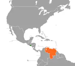 Map indicating locations of El Salvador and Venezuela