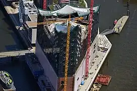 Aerial view with ferry pier in the top right corner, May 2013