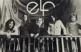 Elf in 1974.  L-R: Steve Edwards, Craig Gruber, Gary Driscoll, Ronnie James Dio, and Micky Lee Soule.