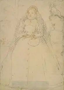 Preliminary chalk sketch for a portrait of Elizabeth I by Federico Zuccari, 1570s, which has not survived.