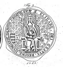 Seal depicting a woman with orb and sceptre seated on a throne