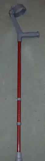 a length adjustable forearm crutch with handgrip and forearm support