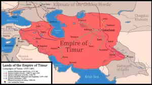 Map of the Timurid Empire at its greatest extent under Timur ca.1405