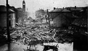 Looking south from Mill St. toward the station after the Great Flood of 1913