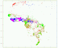 Scatter plot of consonant pairings in place names showing the distribution of linguistic influences