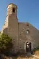 The ruined church of La Mussara, an abandoned town in the Serra de la Mussara, a subrange of the Prades Mountains